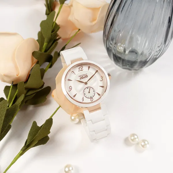 NATURALLY JOJO / JO96986-10R / 珍珠母貝 獨立小秒針 陶瓷手錶 粉x玫瑰金框x白 37mm 歷史價格詳細信息