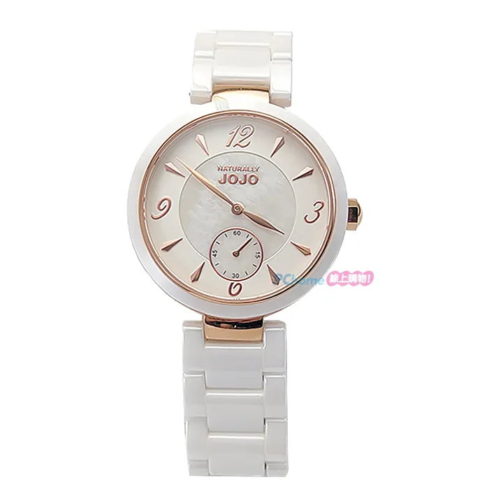 NATURALLY JOJO / JO96986-10R / 珍珠母貝 獨立小秒針 陶瓷手錶 粉x玫瑰金框x白 37mm 歷史價格詳細信息