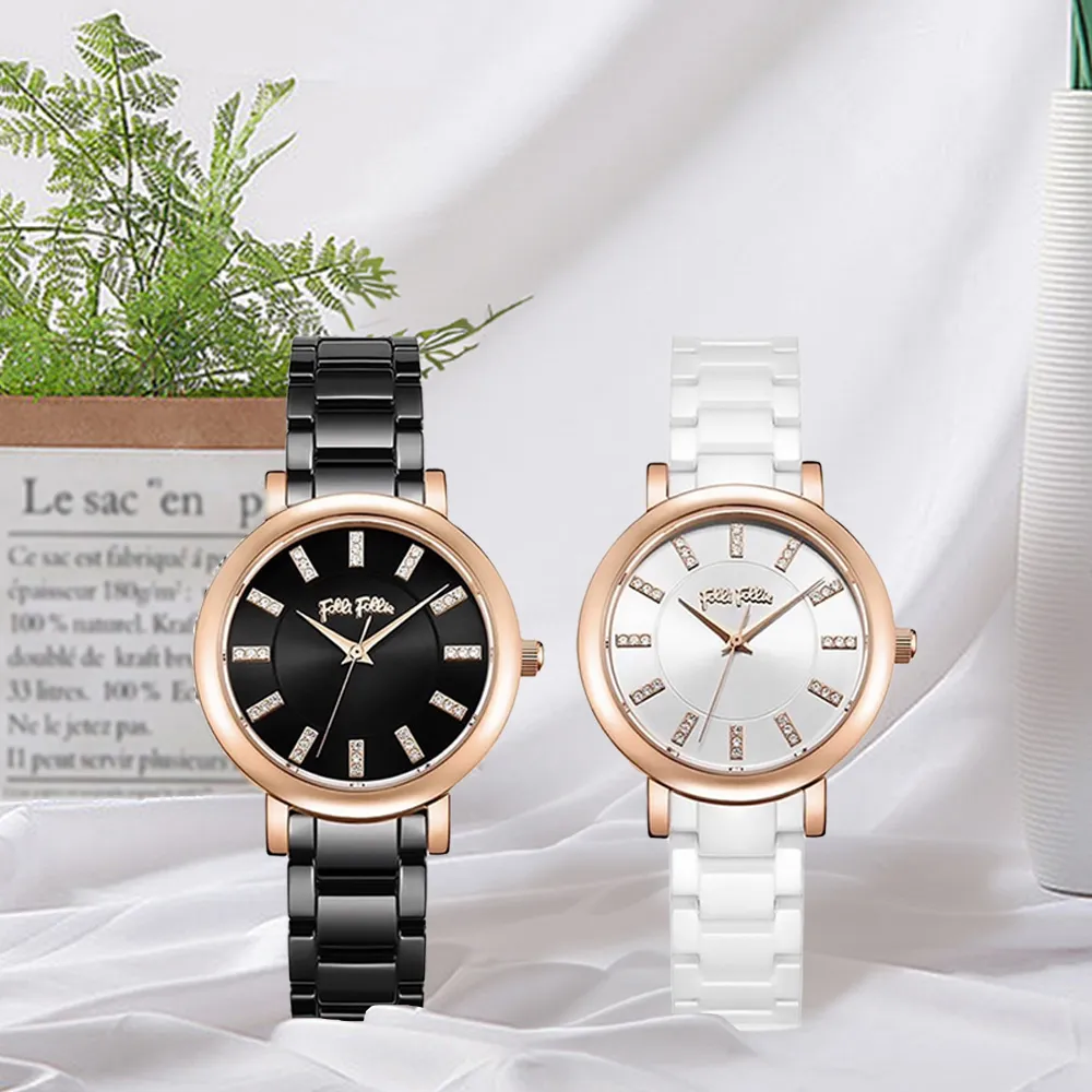 Folli Follie 芙麗芙麗 WF22B007BPEB 玫瑰黑 精緻簡約時尚穿搭 優雅刻印螺旋 陶瓷鑲鑽 女錶 手錶 歷史價格詳細信息