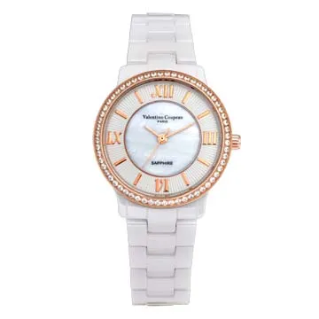 valentino coupeau 范倫鐵諾 陶瓷不銹鋼簡約小圓錶 女錶 防水手錶 學生錶 V61292白小【時間玩家 歷史價格詳細信息