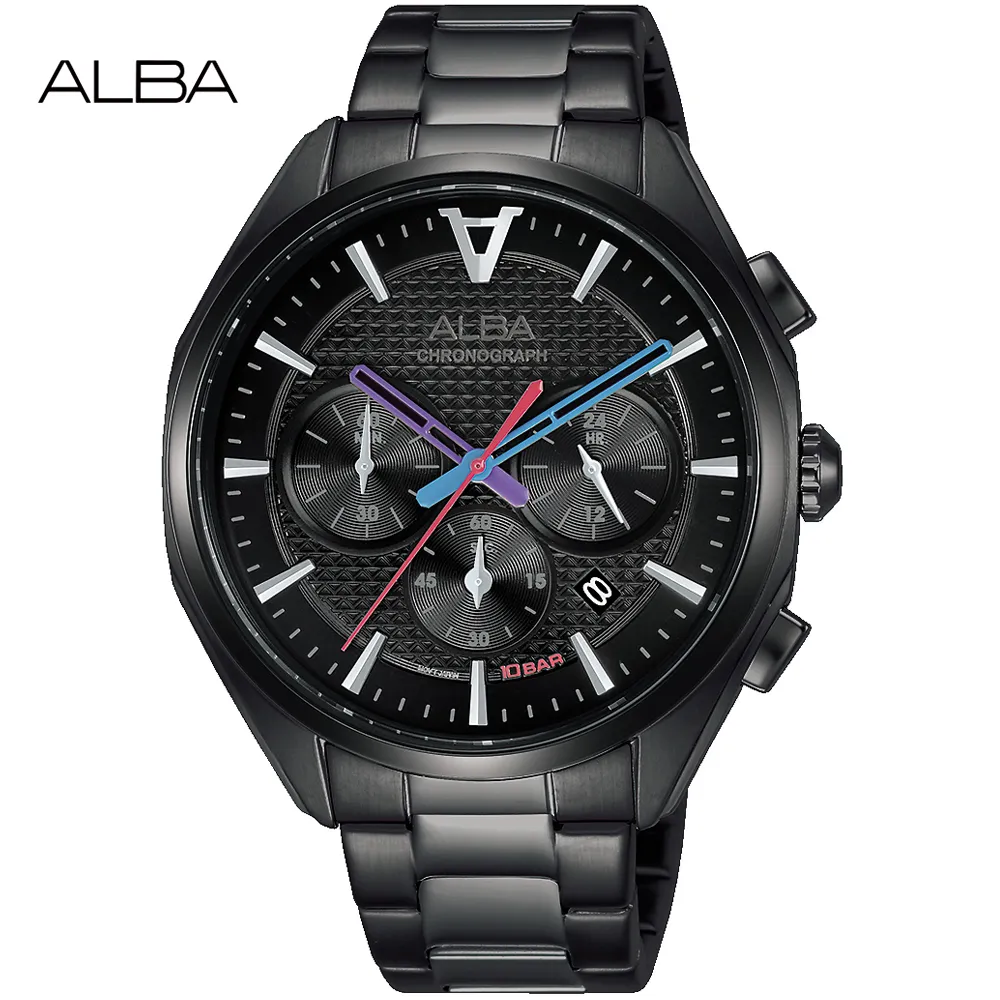 ALBA / VD53-X335SD.AT3F19X1 / 甜美知性 藍寶石水晶玻璃 計時 日期 不鏽鋼手錶 鍍黑 36mm 歷史價格詳細信息