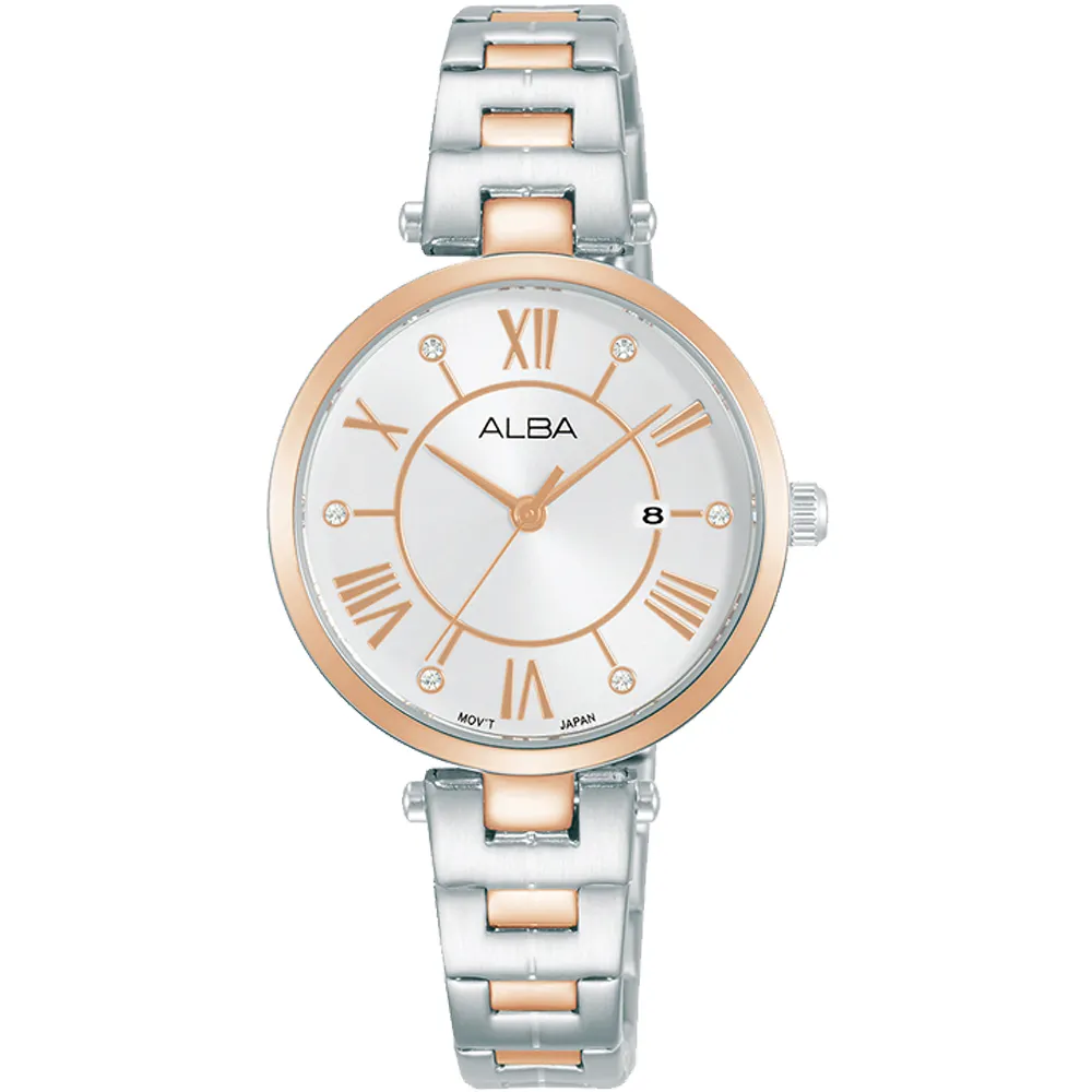ALBA 雅柏 簡約晶鑽女錶-銀x藍/34mm(AG8M87X1/VJ32-X333B) 歷史價格詳細信息