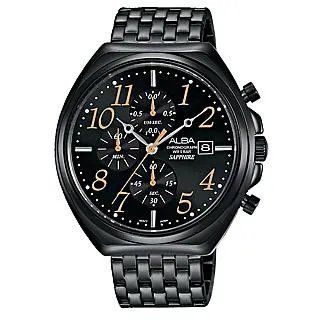 ALBA / VD57-X071Y.AM3324X1 / 競速霸氣三環計時不鏽鋼手錶 黑金色 46mm 歷史價格詳細信息