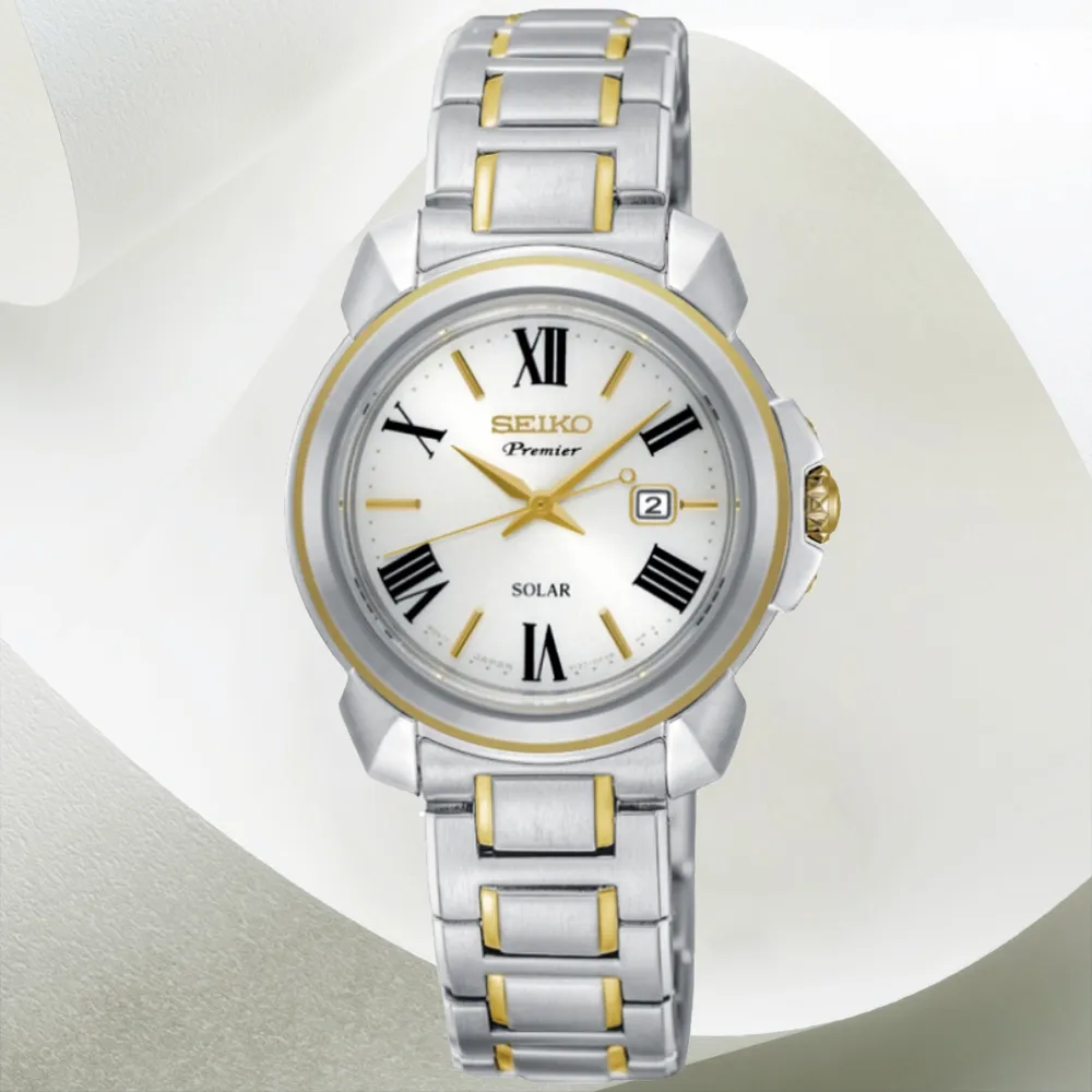 SEIKO 精工 / V137-0CT0G.SUT346J1 / Premier藍寶石水晶太陽能日期不鏽鋼手錶 銀色 31mm 歷史價格詳細信息