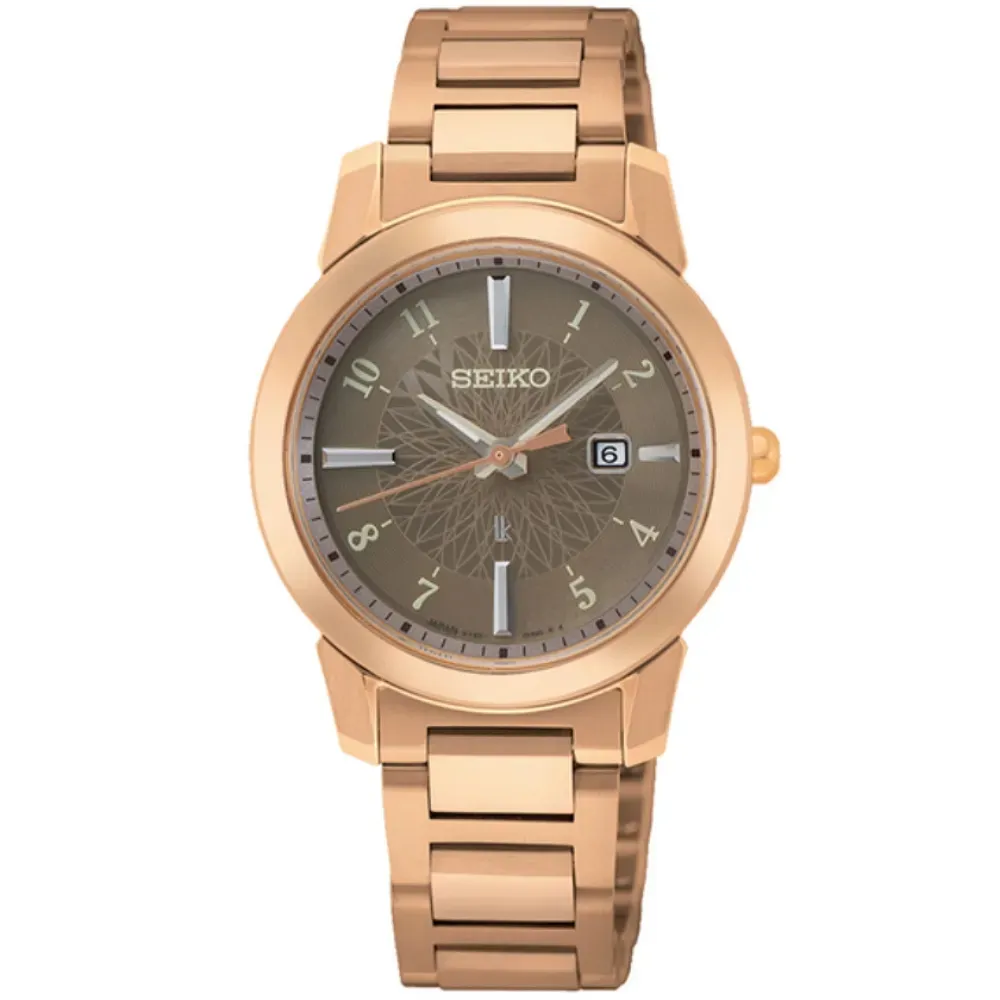 SEIKO 精工 Lukia系列 太陽能 時尚玫瑰金腕錶 33.9mm (V147-0CR0B/SUT398J1) 歷史價格詳細信息