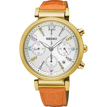 SEIKO 精工 LUKIA 太陽能晶鑽計時女錶-銀x橘色錶帶/36mm V175-0DY0Y(SSC842J1) 價格比較,價格查詢,歷史價格詳細信息