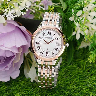 SEIKO 精工 / V147-0CL0K.SUT392J1 / 限量款 LUKIA 太陽能 珍珠母貝 不鏽鋼手錶 銀白x鍍玫瑰金 34mm 歷史價格詳細信息