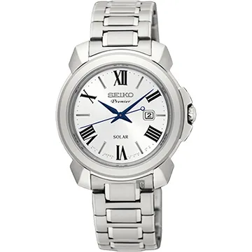 SEIKO 精工 / V137-0CT0G.SUT346J1 / Premier藍寶石水晶太陽能日期不鏽鋼手錶 銀色 31mm 歷史價格詳細信息