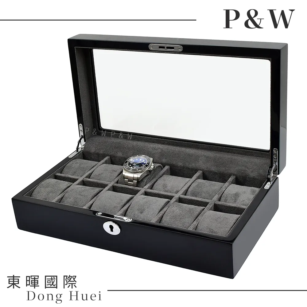 【P&W】名錶收藏盒 12支裝 玻璃鏡面 碳纖維紋 木質 手工精品錶盒(大錶適用 手錶收納盒 帶鎖) 歷史價格詳細信息
