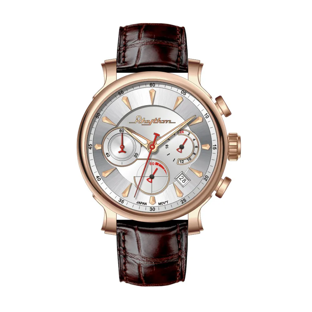 RHYTHM日本麗聲 雅仕品味日期顯示窗格自動機械腕錶-白/不鏽鋼錶帶 歷史價格詳細信息