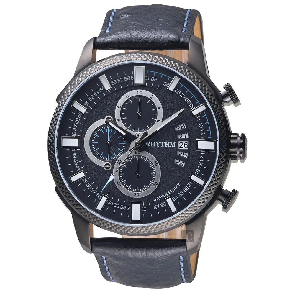 RHYTHM 麗聲 三眼設計跳色日期顯示光動能潮流手錶-ES1401 歷史價格詳細信息