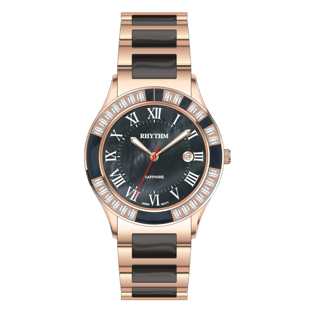 RHYTHM 麗聲 簡單街頭潮流三針日期顯示時尚光動能手錶-ES1402R 歷史價格詳細信息