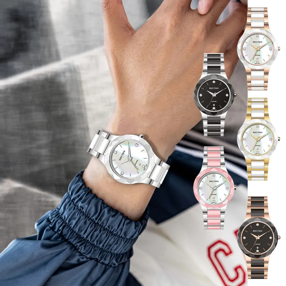 RHYTHM日本麗聲 簡約晶鑽陶瓷女錶-珍珠貝x銀/38mm F1205T01 歷史價格詳細信息