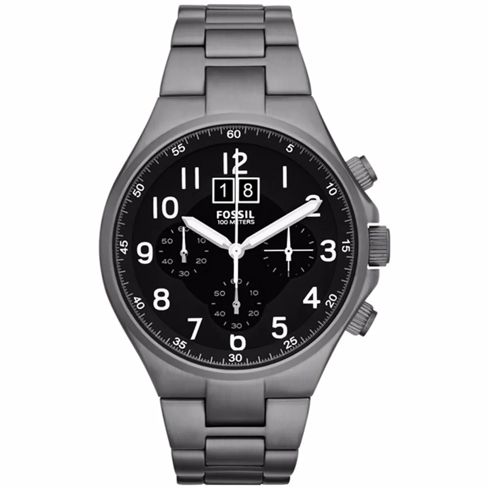 FOSSIL 鋼鐵力士三眼計時碼錶-鐵灰 歷史價格詳細信息