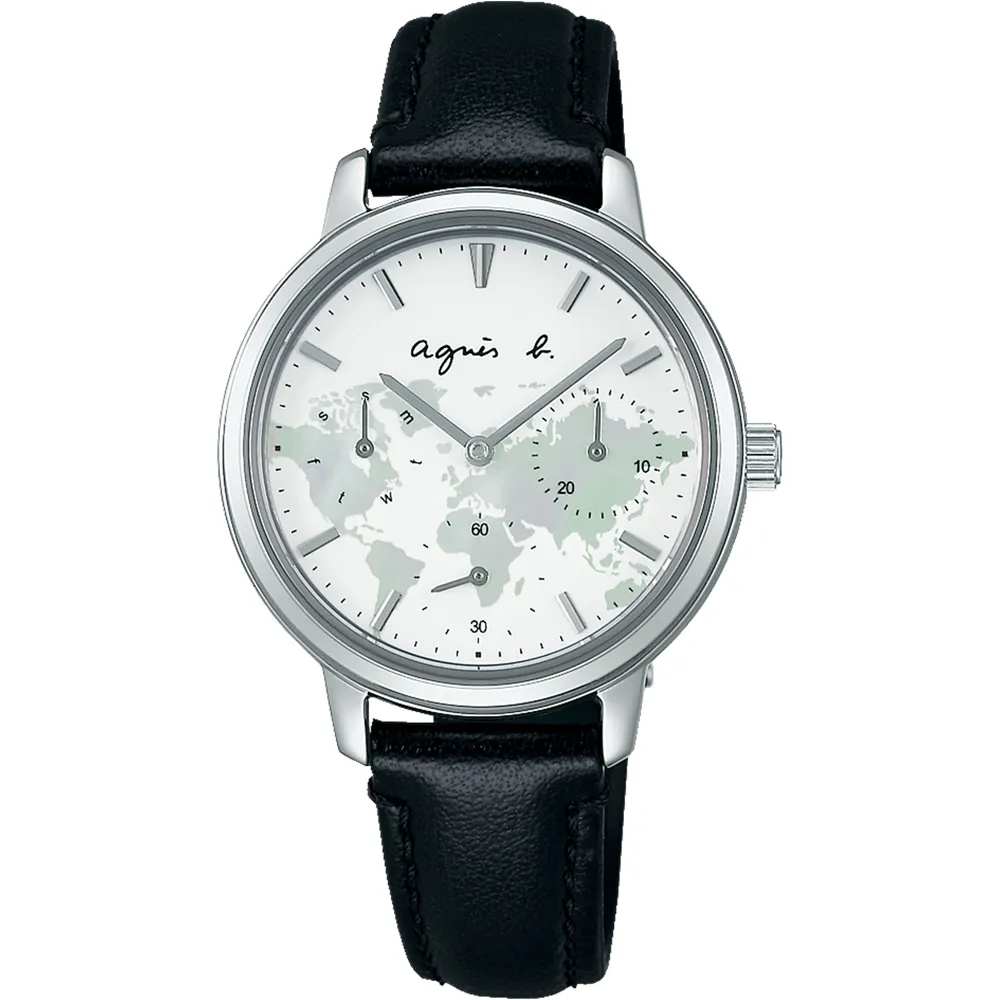 agnes b. Sam 40周年紀念款世界地圖三眼計時錶/銀X黑/40mm (VD53-KWJ0Z/BT3043X1) 歷史價格詳細信息