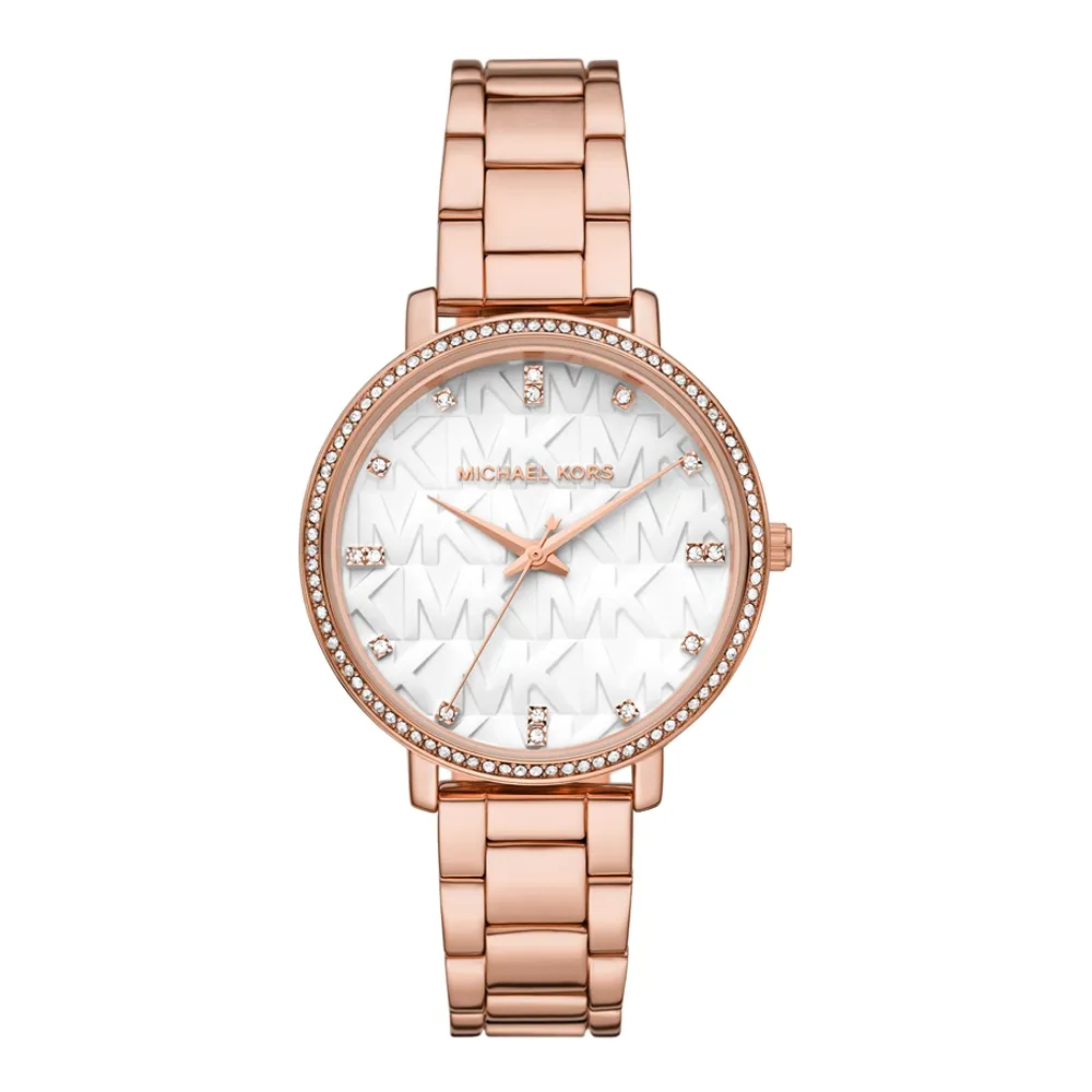 Michael Kors 引領潮流時尚腕錶-玫瑰金X粉膠帶-MK7282-37mm 歷史價格詳細信息