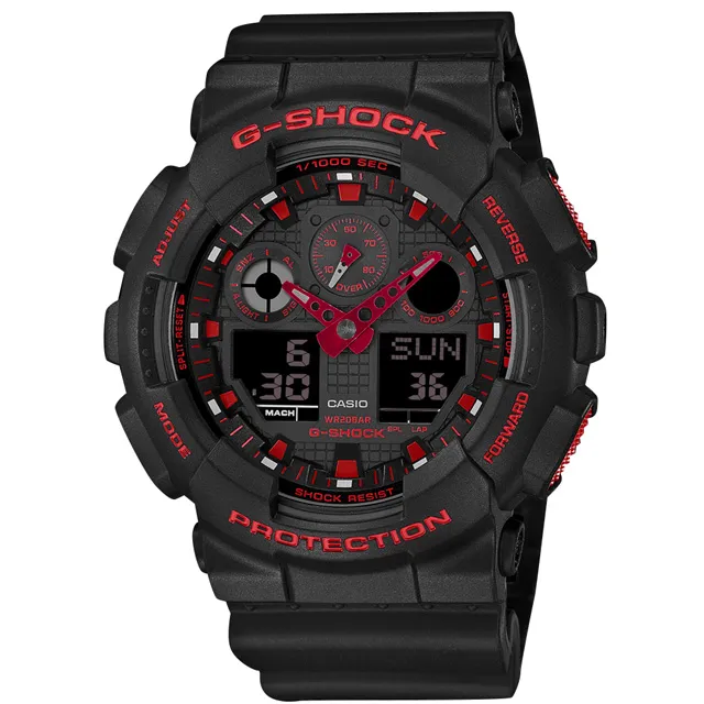 G-SHOCK CASIO / GA-100BNR-1A / 卡西歐 雙顯 計時 防水 運動衝浪 橡膠手錶 黑色 51mm 歷史價格詳細信息
