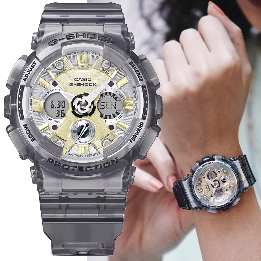 【CASIO】卡西歐 G-SHOCK 金屬光澤 半透明雙顯手錶 (透灰 GMA-S120GS-8A) 歷史價格詳細信息