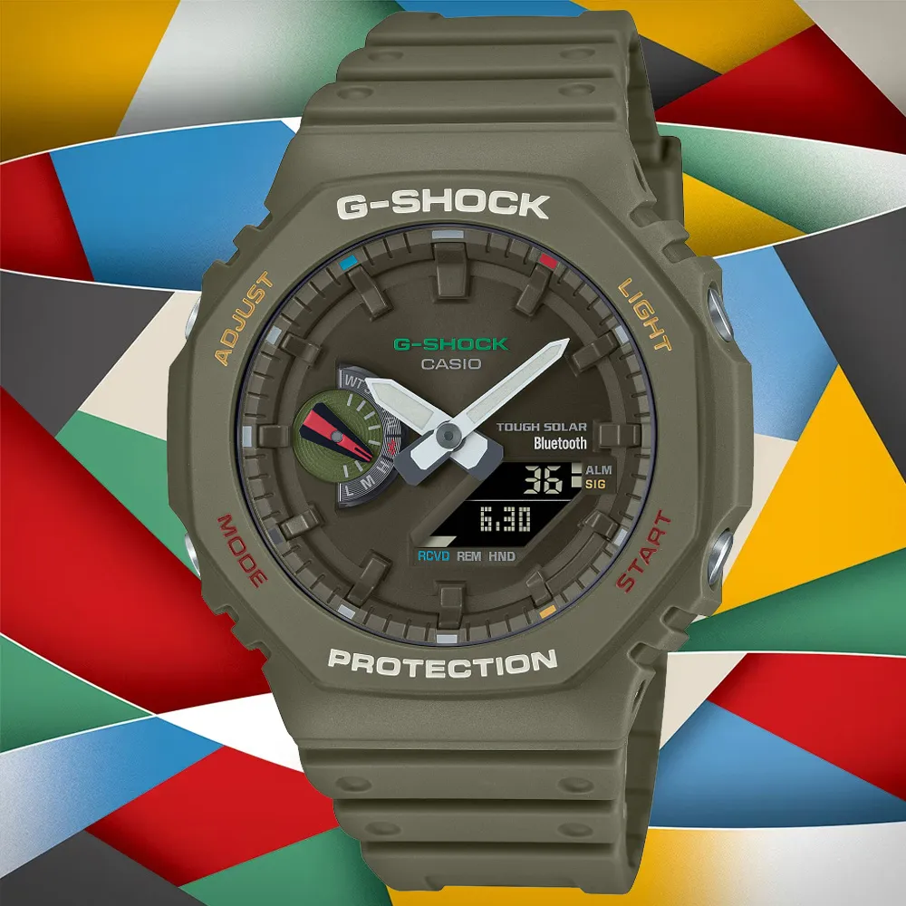 CASIO卡西歐 G-SHOCK 太陽能x藍牙連線 八角錶殼 繽紛動感雙顯腕錶 GA-B2100FC-7A 歷史價格詳細信息