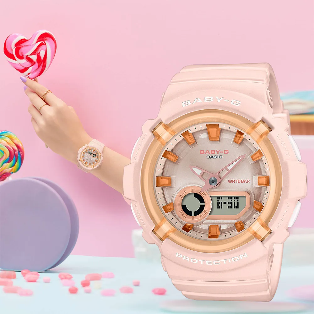 【CASIO 卡西歐】BABY-G 雙顯手錶(黑/玫瑰金 BA-130-1A4) 歷史價格詳細信息