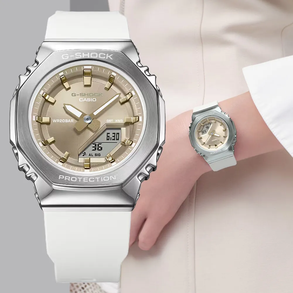 CASIO 卡西歐 G-SHOCK WOMEN 金屬錶殼 霧面金黃色澤 八角形雙顯錶(GM-S2100BC-1A) 歷史價格詳細信息