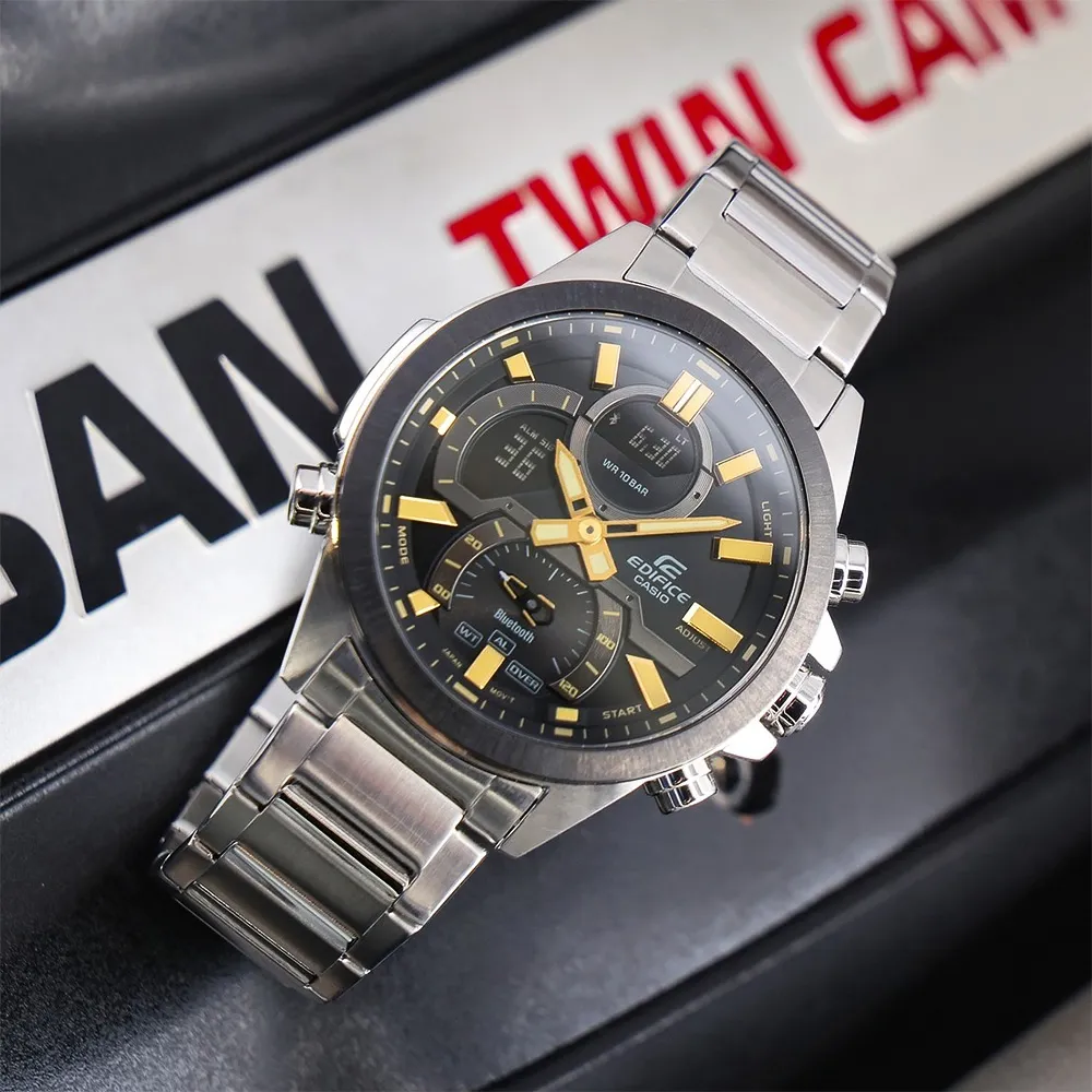 【CASIO 卡西歐】卡西歐 EDIFICE 藍芽賽車鋼帶錶-黑色(ECB-30DB-1A9) 歷史價格詳細信息