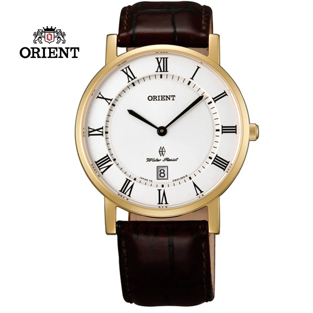 ORIENT 東方錶 SLIM系列 超薄時尚簡約藍寶石鏡面石英錶 米蘭帶 FGW03003W 金色 - 39mm 歷史價格詳細信息