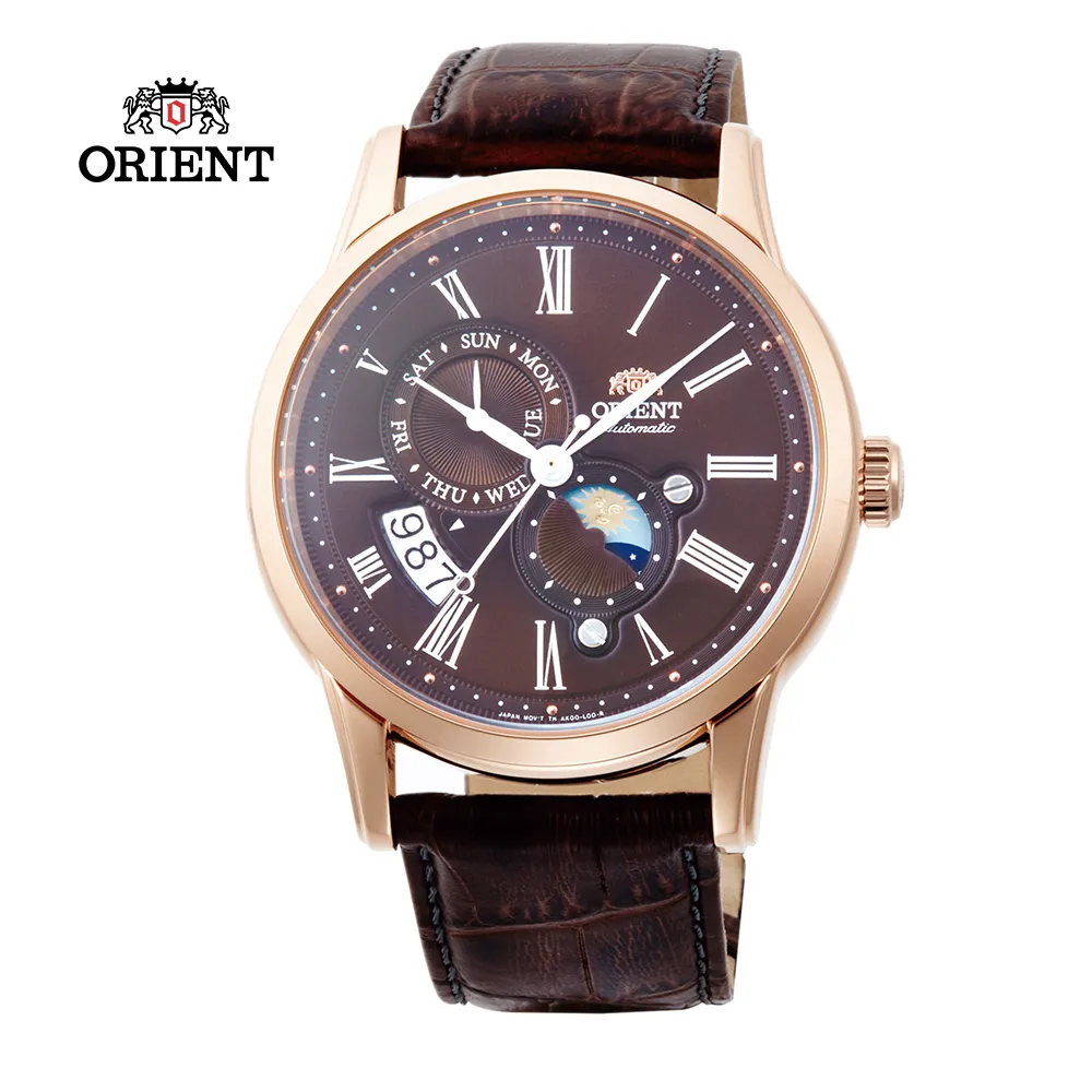 ORIENT 東方錶 SUN&MOON系列 羅馬數字日月相錶 皮帶款 RA-AK0801S 玫瑰金白色 - 41.5 mm 歷史價格詳細信息