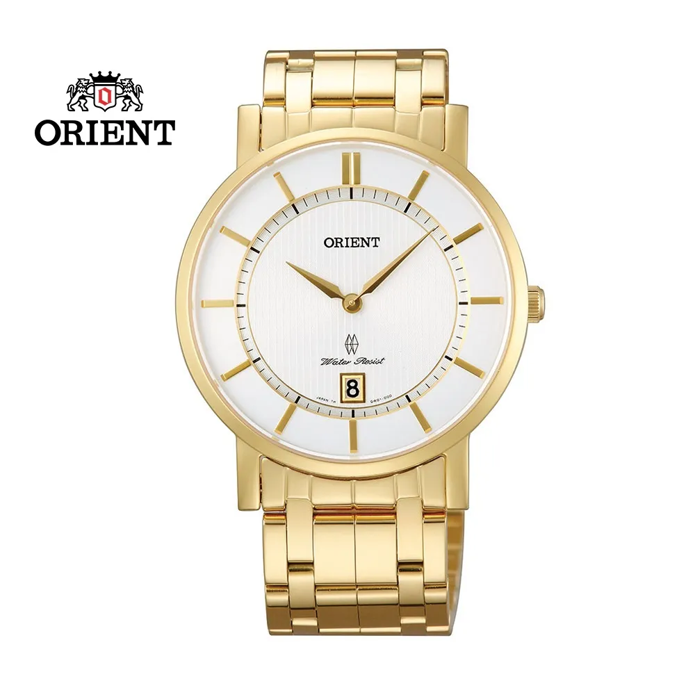 ORIENT 東方錶 SLIM系列 超薄時尚簡約藍寶石鏡面石英錶 米蘭帶 FGW03003W 金色 - 39mm 歷史價格詳細信息