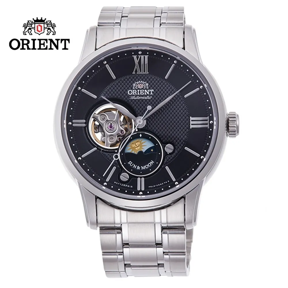 ORIENT 東方錶 Sun & Moon 系列半露空日月相錶 鋼帶款 RA-KB0005E (限量) 綠色 - 34.3 mm 歷史價格詳細信息