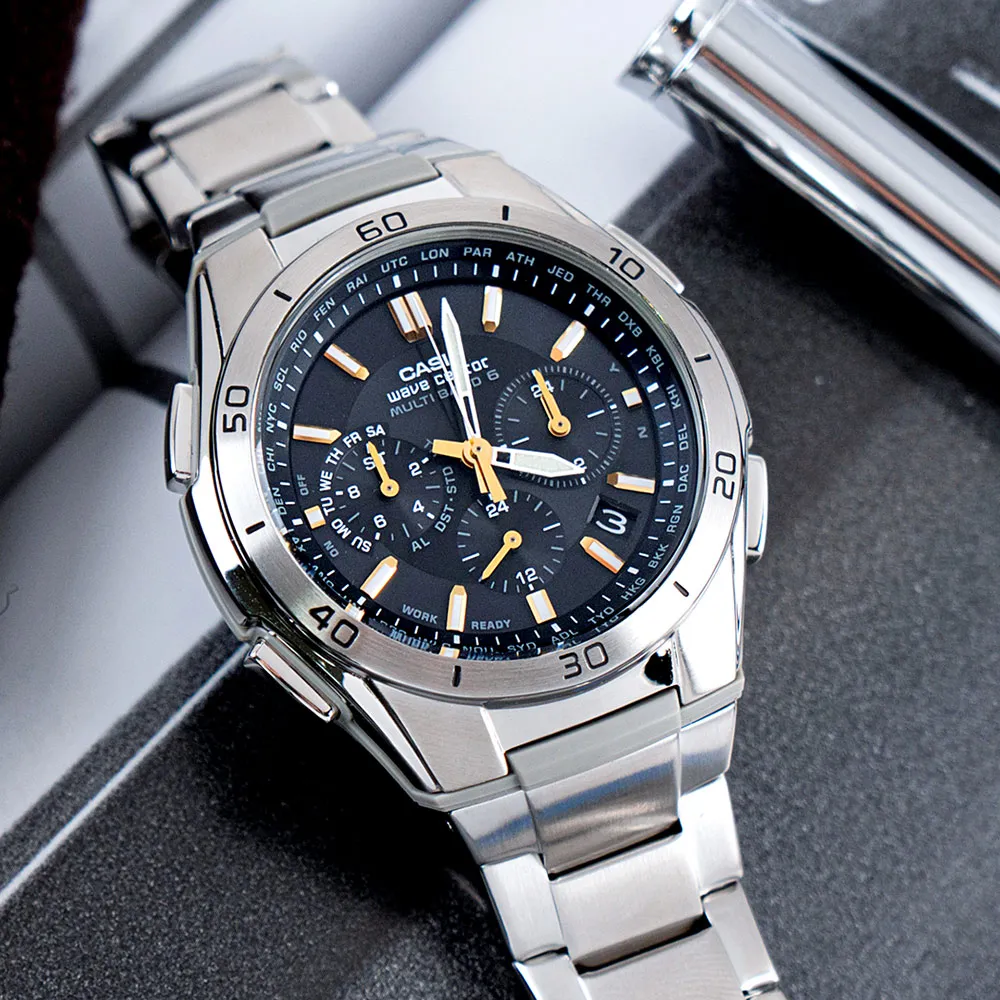 CASIO 多功能太陽能電波指針錶-黑/43.5mm 歷史價格詳細信息