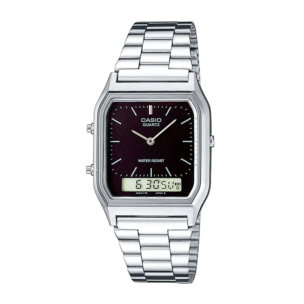 【CASIO】AQ-230A-1D 復古造型電子+指針雙顯錶/經典百搭/男女通用款/30mm/銀/公司貨【第一鐘錶】 歷史價格詳細信息