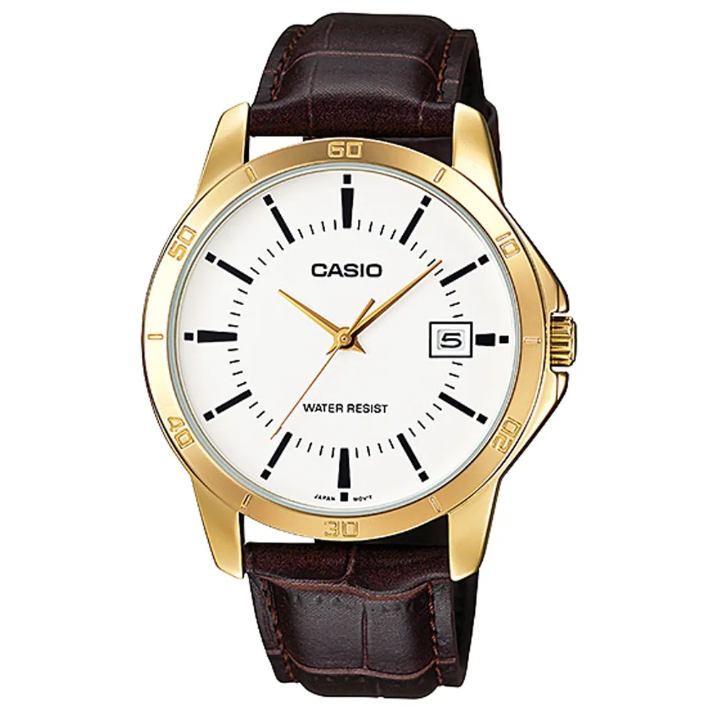 CASIO 城市潮流紳士時尚指針咖啡色皮帶錶-金面 (MTP-V004GL-9A) 歷史價格詳細信息