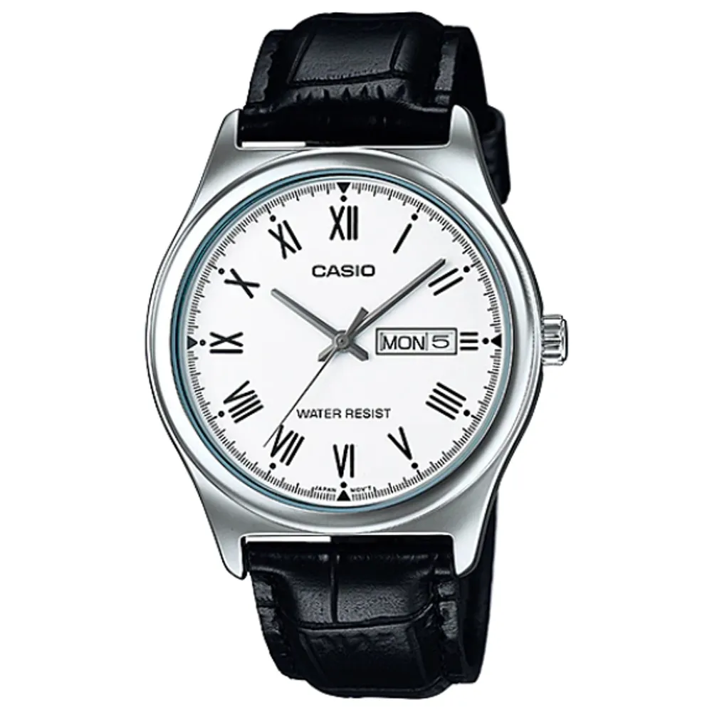 【CASIO】紳士星期日期顯示指針皮帶腕錶-黑(MTP-V006L-1B) 歷史價格詳細信息