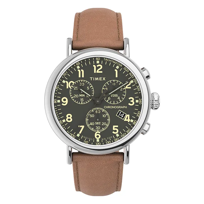 【TIMEX】天美時 復刻系列 三眼計時手錶 (橄欖綠x棕 TXTW2V27500) 歷史價格詳細信息