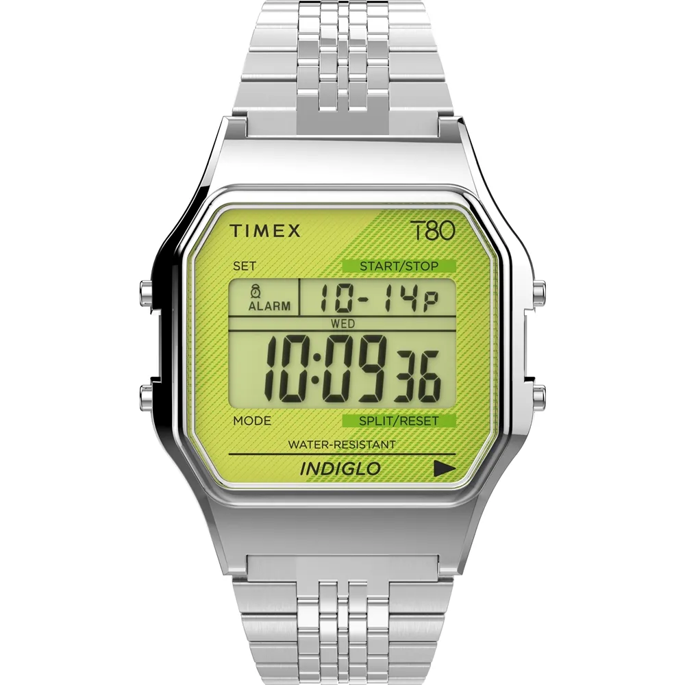 【TIMEX】天美時  T80電子錶 (銀x綠 TXTW2V19300) 價格比較,價格查詢,歷史價格詳細信息