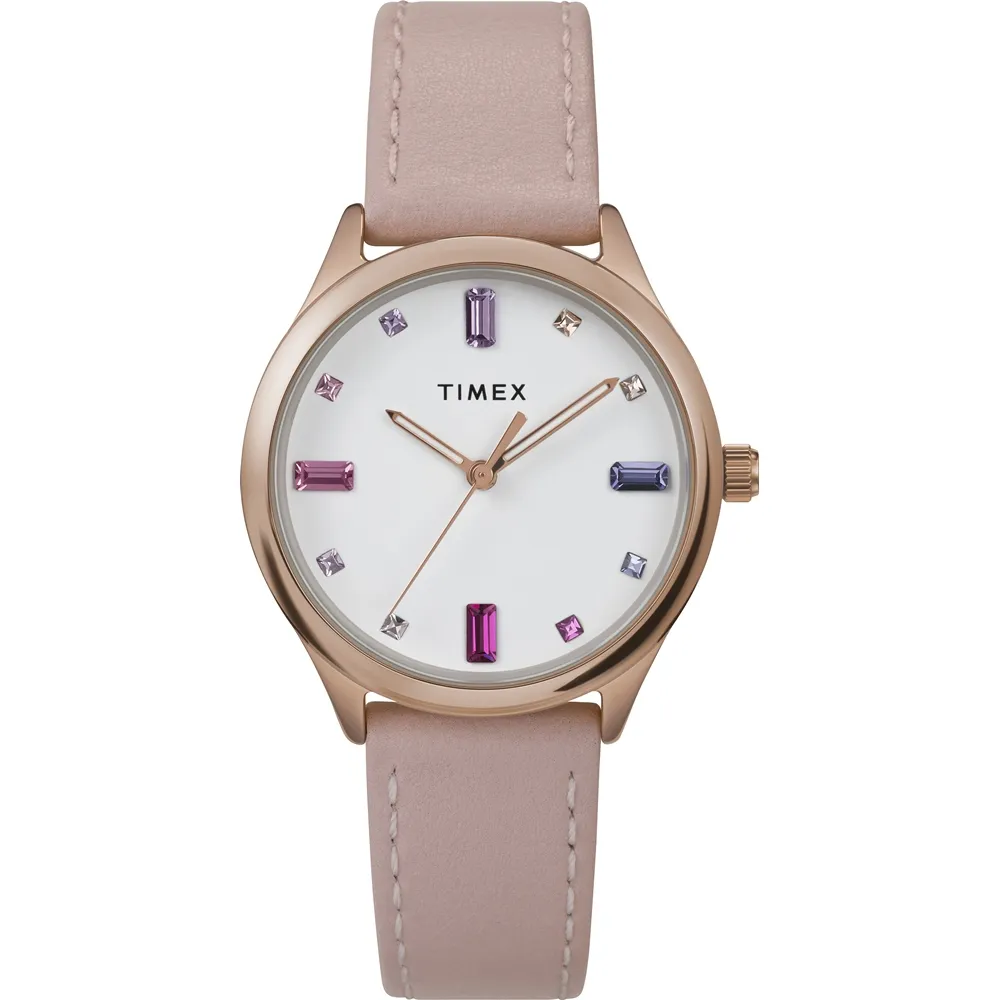 【TIMEX】天美時 復刻系列 32毫米彩色水晶仕女手錶 ( 裸粉TXTW2V76400) 歷史價格詳細信息