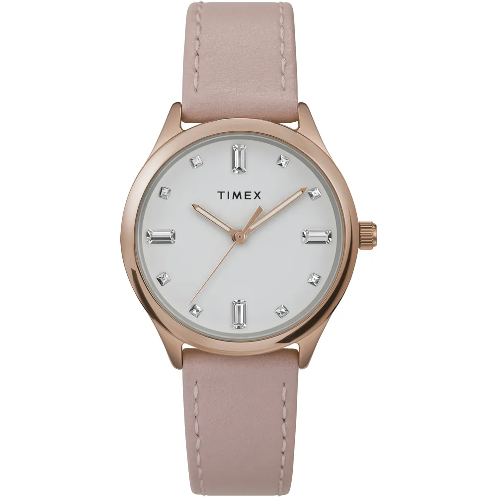 【TIMEX】天美時 復刻系列 32毫米彩色水晶仕女手錶 ( 裸粉TXTW2V76400) 歷史價格詳細信息