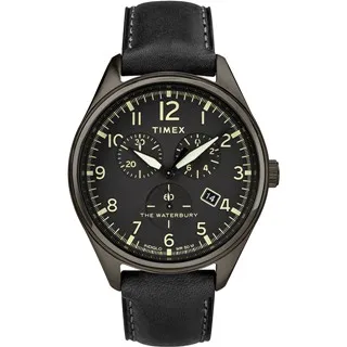 【TIMEX】 天美時 Waterbury Chrono系列 三眼計時經典紳士手錶 (黑 TXTW2R88400) 歷史價格詳細信息