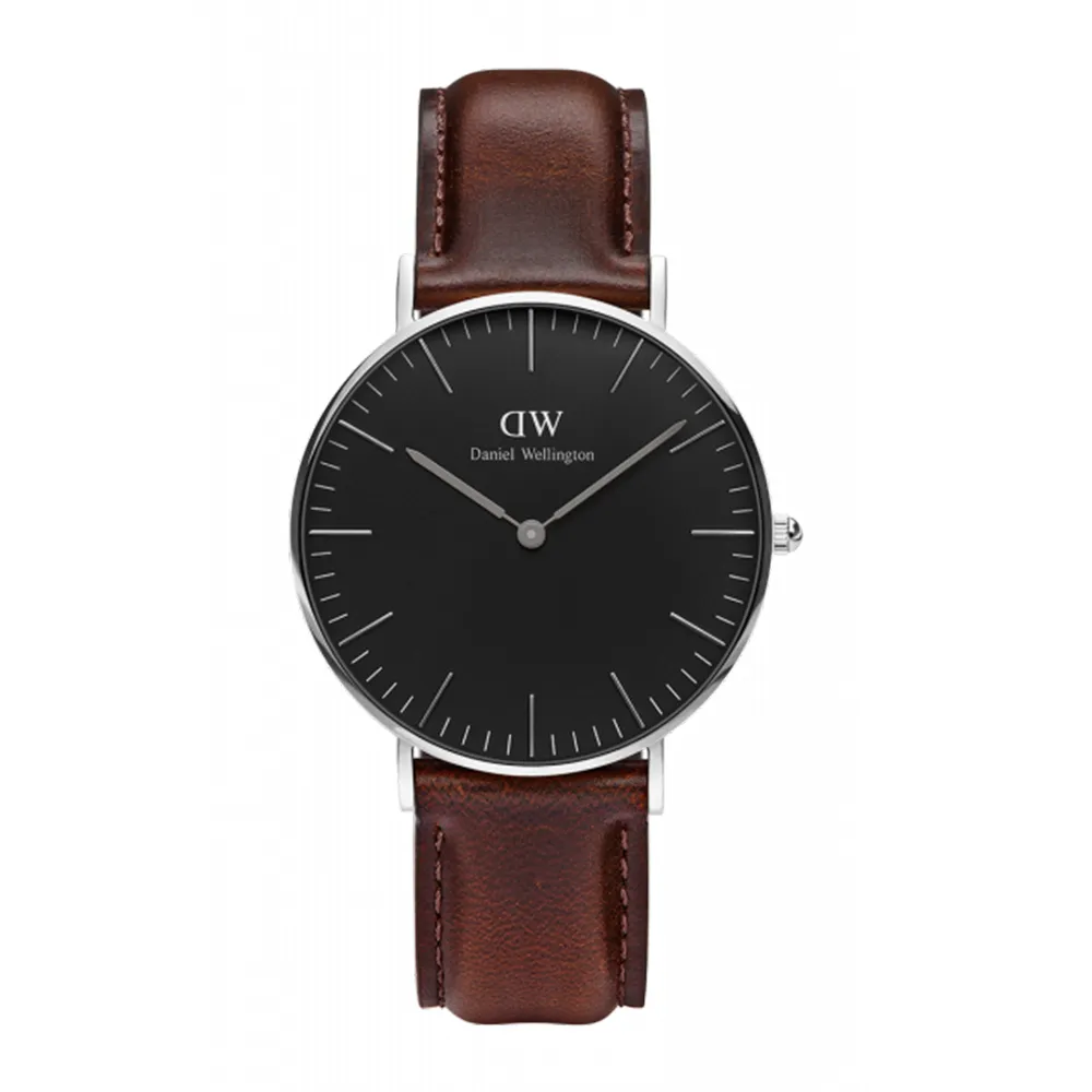【Daniel Wellington】經典雪菲爾黑色皮帶腕錶-銀框/32mm(DW00100180) 歷史價格詳細信息