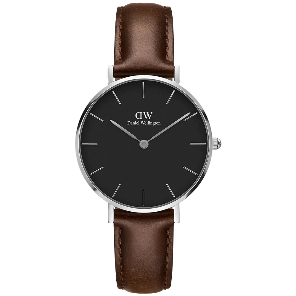 【Daniel Wellington】經典雪菲爾黑色皮帶腕錶-銀框/32mm(DW00100180) 歷史價格詳細信息