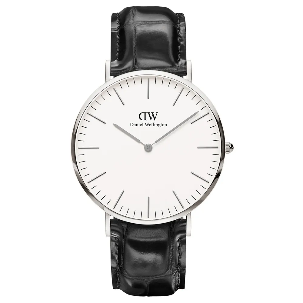 【DW Daniel Wellington】Dapper時尚黑色皮革腕錶-銀框/34mm(1141DW) 歷史價格詳細信息