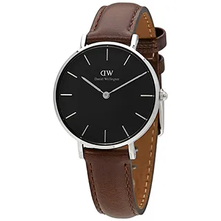 【Daniel Wellington】經典雪菲爾黑色皮帶腕錶-銀框/32mm(DW00100180) 歷史價格詳細信息