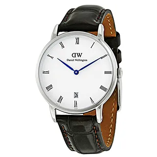 【Daniel Wellington】時尚極簡風黑色壓紋皮帶石英腕錶-銀框/36mm(0613DW) 歷史價格詳細信息