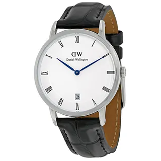 【Daniel Wellington】時尚極簡風黑色壓紋皮帶石英腕錶-銀框/36mm(0613DW) 歷史價格詳細信息