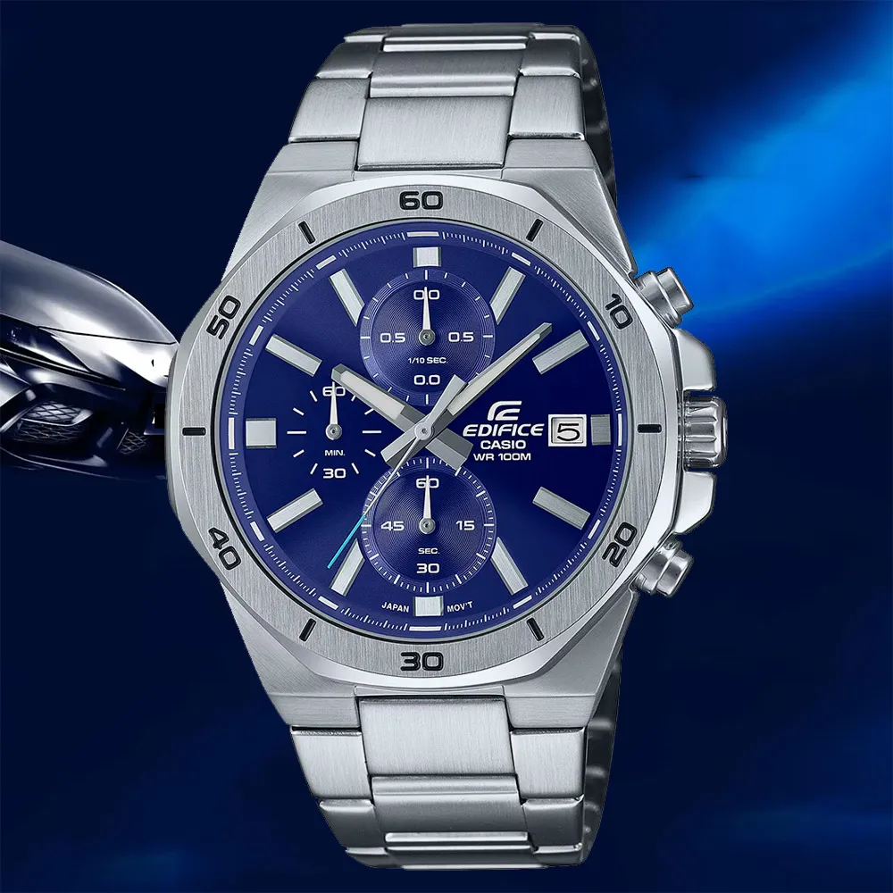【CASIO 卡西歐】EDIFICE 時尚三眼運動手錶-藍x黑EFS-S550PB-1A_50mm 歷史價格詳細信息