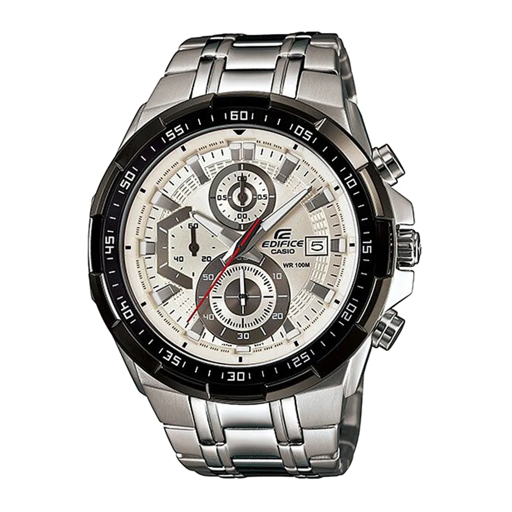 CASIO EDIFICE系列 急速飄移三眼計時賽車腕錶-黑框x銀 歷史價格詳細信息