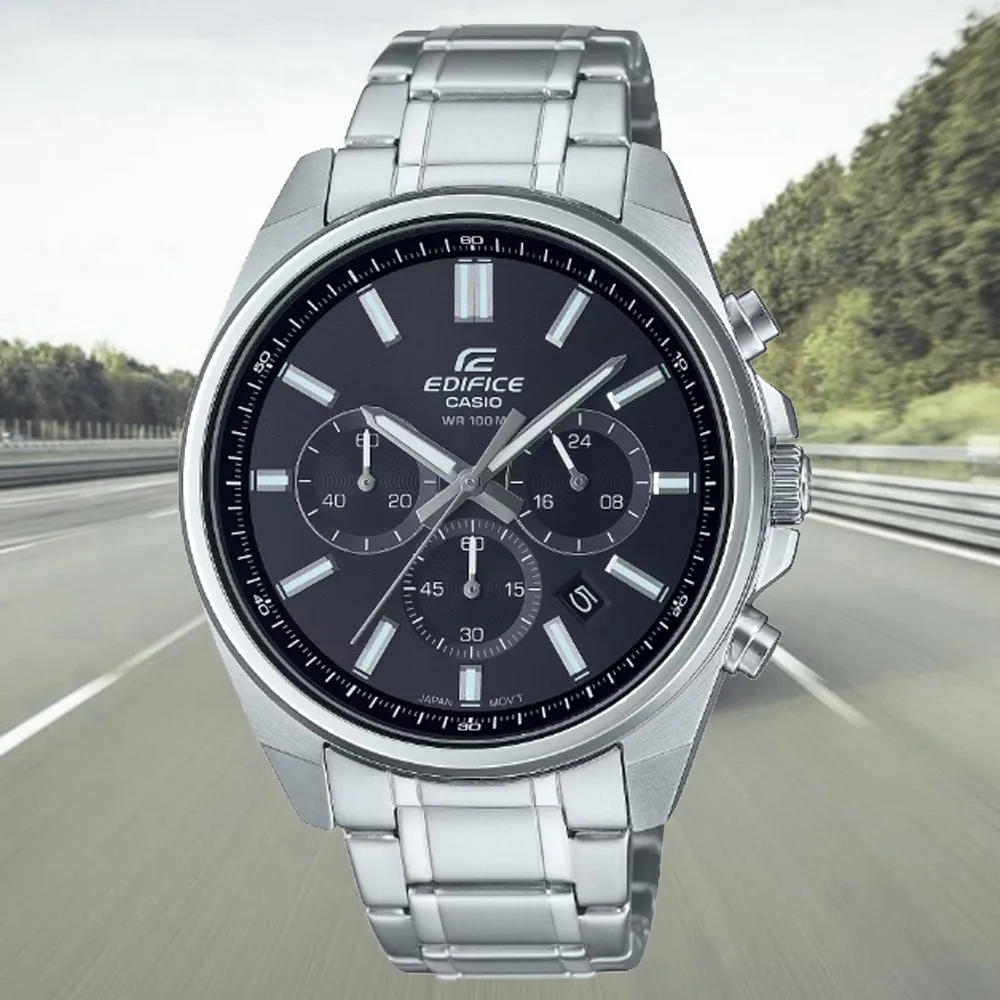【CASIO 卡西歐】EDIFICE 時尚三眼運動手錶-藍x黑EFS-S550PB-1A_50mm 歷史價格詳細信息