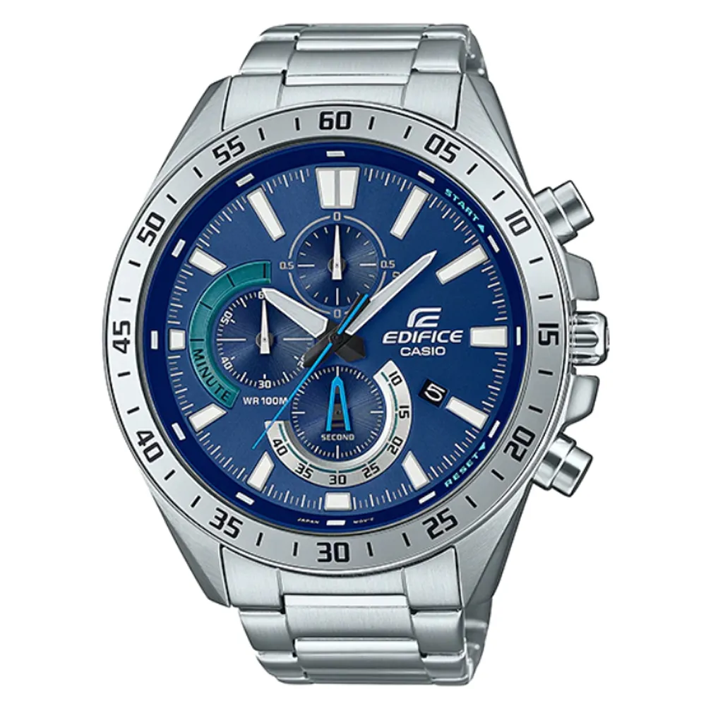 【CASIO】EDIFICE 大膽跳色漸層混搭設計-湛藍x黑(EFV-600D-2A) 歷史價格詳細信息