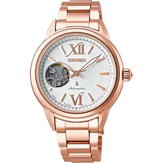 SEIKO 精工 / 4R38-01E0K.SSA836J1 / LUKIA 珍珠母貝藍寶石玻璃機械不鏽鋼手錶 銀x鍍玫瑰金 34mm 歷史價格詳細信息